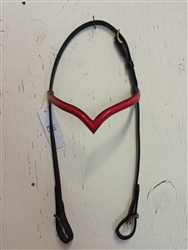 Headstall with red V-shaped browband