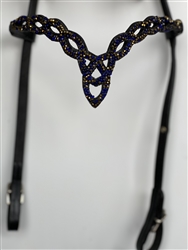 HestaGallery Navy Blue and Gold Crystal Headstall