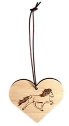Wooden Heart Icelandic Horse Ornament